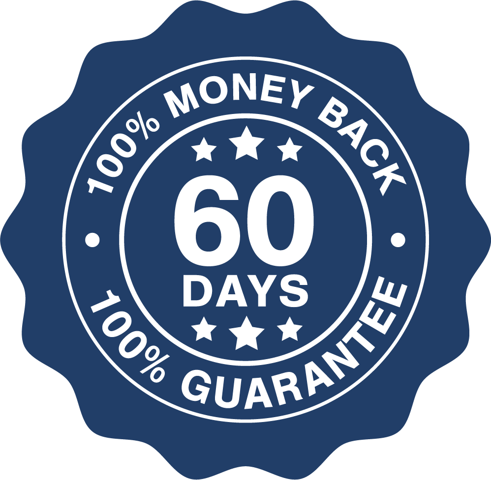 60-day 100% money back guarantee seal